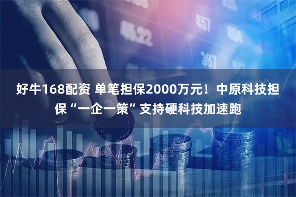好牛168配资 单笔担保2000万元！中原科技担保“一企一策”支持硬科技加速跑